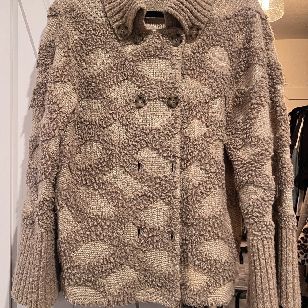 Anthropology bell sleeve button up sweater